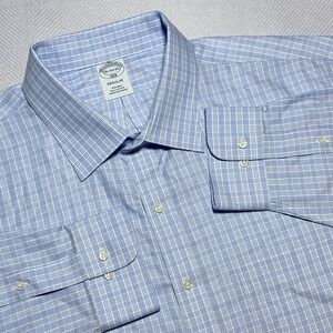 Brooks Brothers 1818 Button Dress Shirt Mens 18-34/35 Blue Glen Plaid Pocket